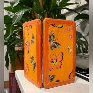 Vintage Kristine Accessories Orange Butterfly Clutch/Wallet